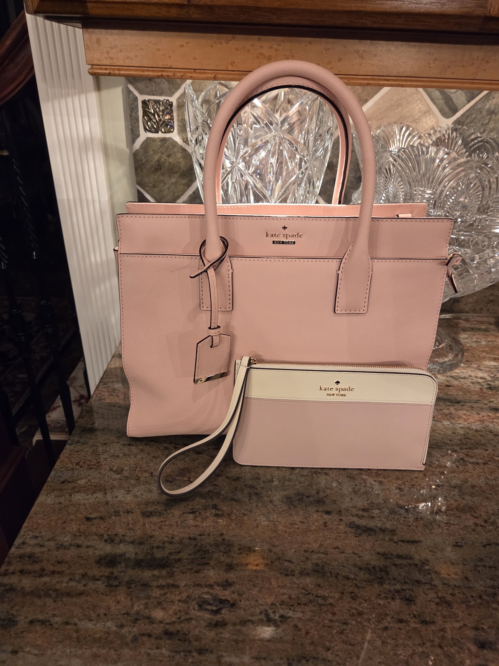 kate spade Pink Leather Satchel with Matching Wristlet